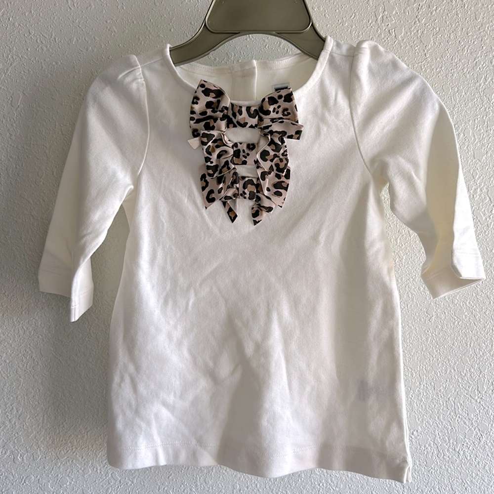 New Janie and jack girl leopard bows top size 3t